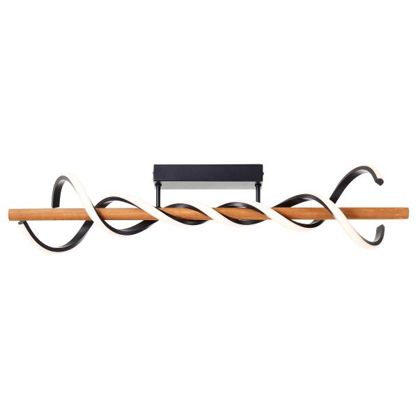 LED-Deckenleuchte Amalia - Eisen / Kiefer - Schwarz - 1-flammig
