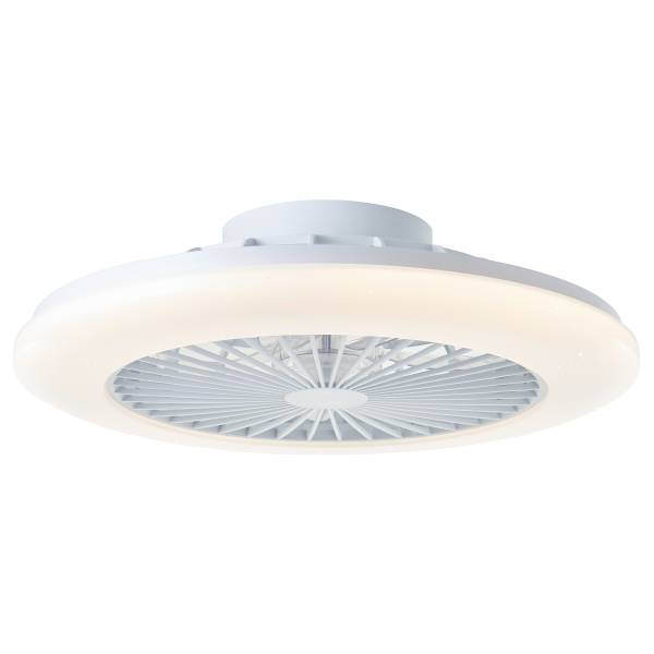 LED-Deckenventilator Salerno - Eisen / Kiefer - Schwarz - 1-flammig - Weiß