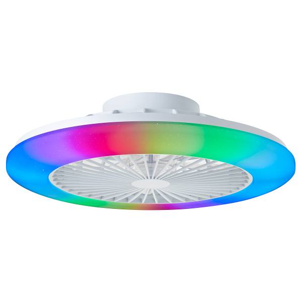 LED-Deckenventilator Salerno - Eisen / Kiefer - Schwarz - 1-flammig - Weiß