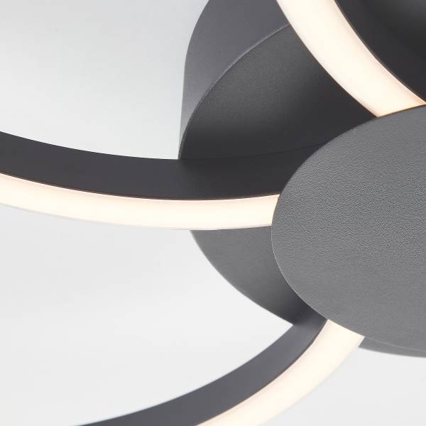 LED-Deckenleuchte Fico - Aluminium / Acrylglas - Schwarz - 1-flammig - Durchmesser: 65 cm