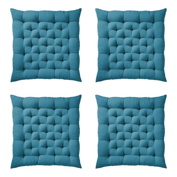Futonkissen SOLID 4er-Set - Baumwolle / Polyester - Blau