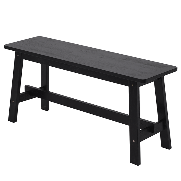 Garderobenbank Woods Cross - 100 cm - Eiche massiv - Eiche Schwarz
