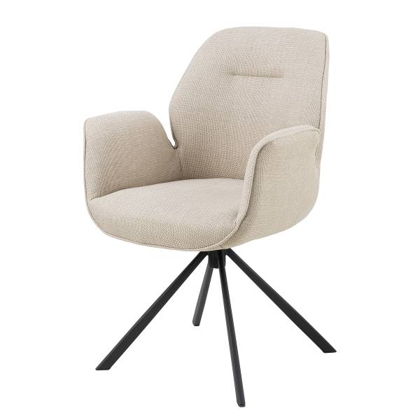 Drehbarer Armlehnenstuhl MORINI - Strukturstoff Badia: Beige