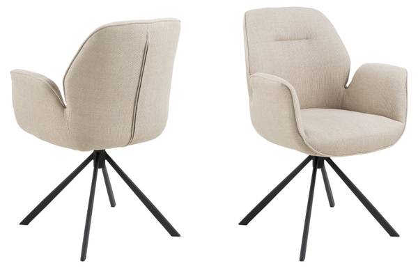 Drehbarer Armlehnenstuhl MORINI - Strukturstoff Badia: Beige