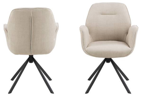 Drehbarer Armlehnenstuhl MORINI - Strukturstoff Badia: Beige