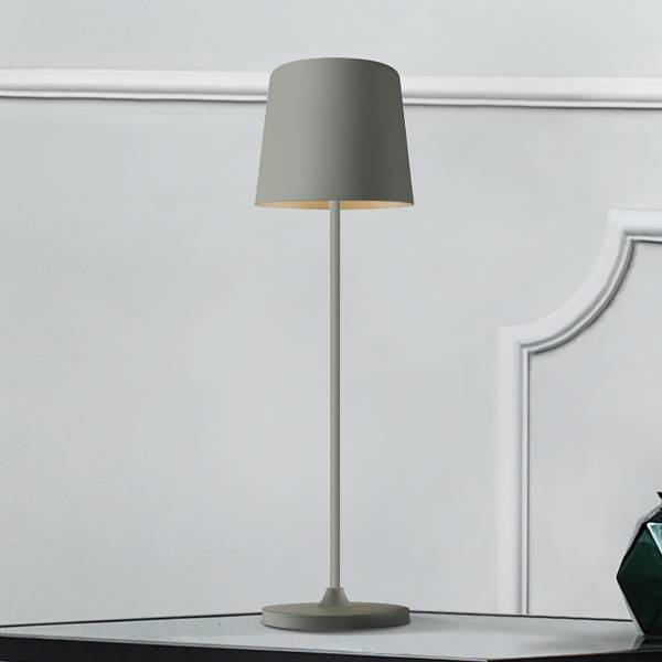 LED-Tischleuchte Kaami - Eisen / Kunststoff - 1-flammig - Grau - 1er Set