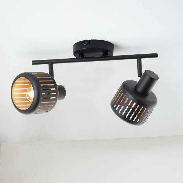 Deckenleuchte Tyas - Aluminium - Schwarz / Gold - 2-flammig