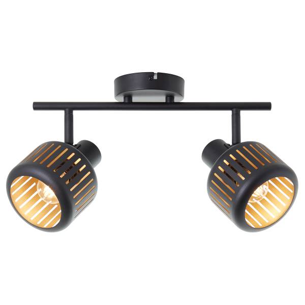 Deckenleuchte Tyas - Aluminium - Schwarz / Gold - 2-flammig