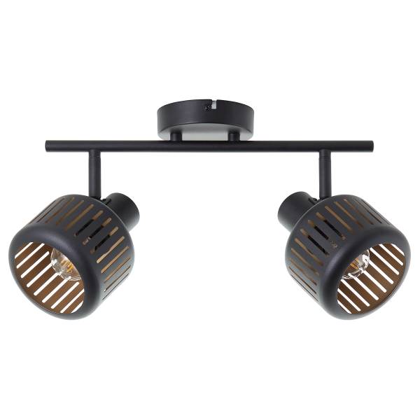 Deckenleuchte Tyas - Aluminium - Schwarz / Gold - 2-flammig