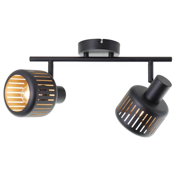 Deckenleuchte Tyas - Aluminium - Schwarz / Gold - 2-flammig