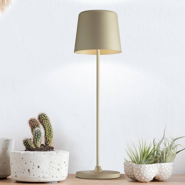 LED-Tischleuchte Kaami - Eisen / Kunststoff - 1-flammig - Cappuccino - 1er Set