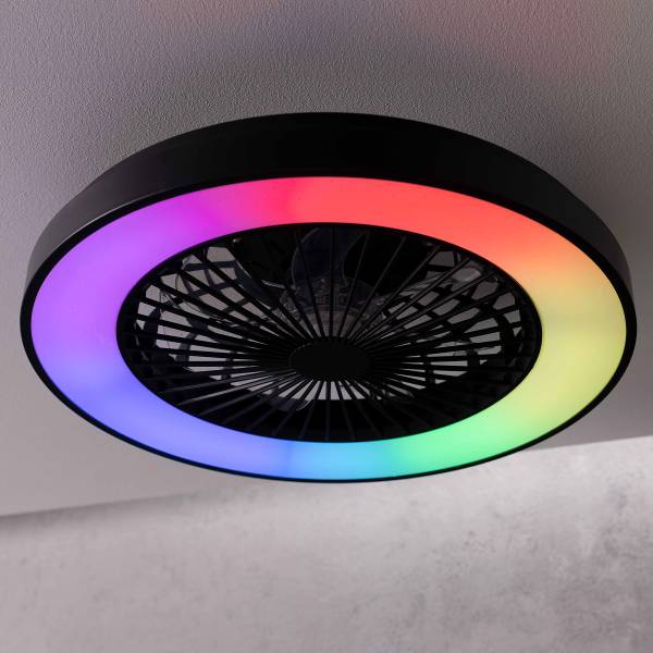 LED-Deckenventilator Mazzaro - Polypropylen - Schwarz - 1-flammig