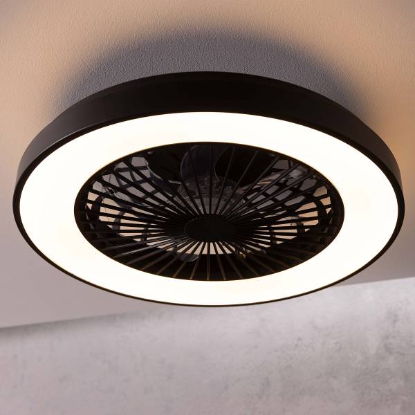 LED-Deckenventilator Mazzaro - Polypropylen - Schwarz - 1-flammig