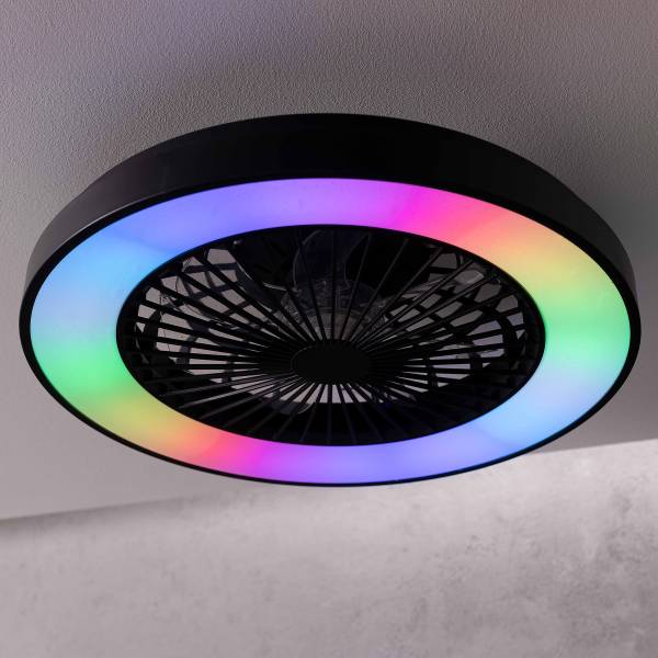 LED-Deckenventilator Mazzaro - Polypropylen - Schwarz - 1-flammig