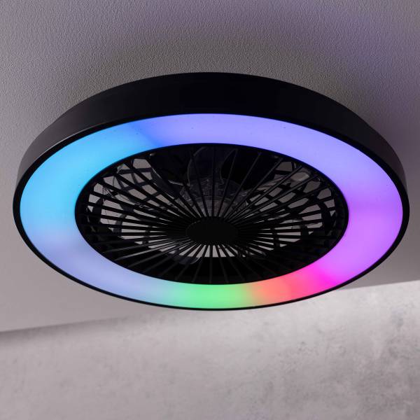 LED-Deckenventilator Mazzaro - Polypropylen - Schwarz - 1-flammig