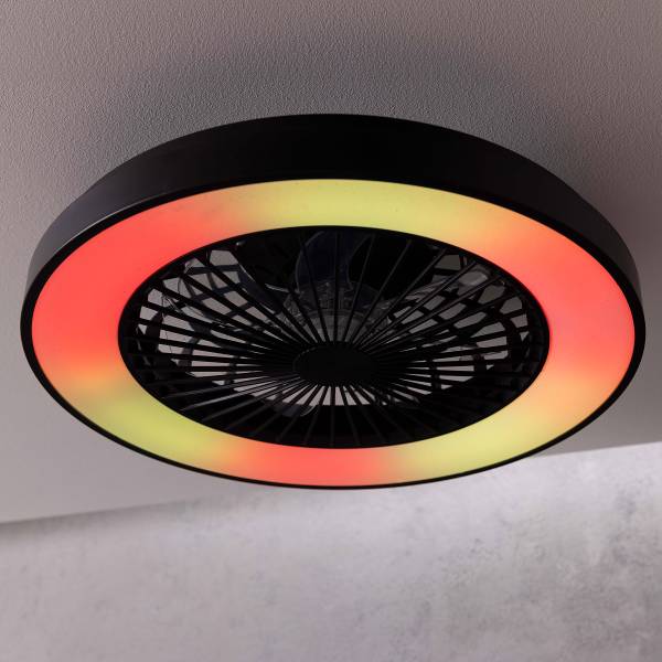 LED-Deckenventilator Mazzaro - Polypropylen - Schwarz - 1-flammig