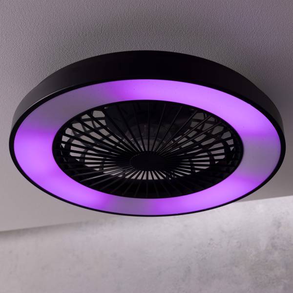 LED-Deckenventilator Mazzaro - Polypropylen - Schwarz - 1-flammig