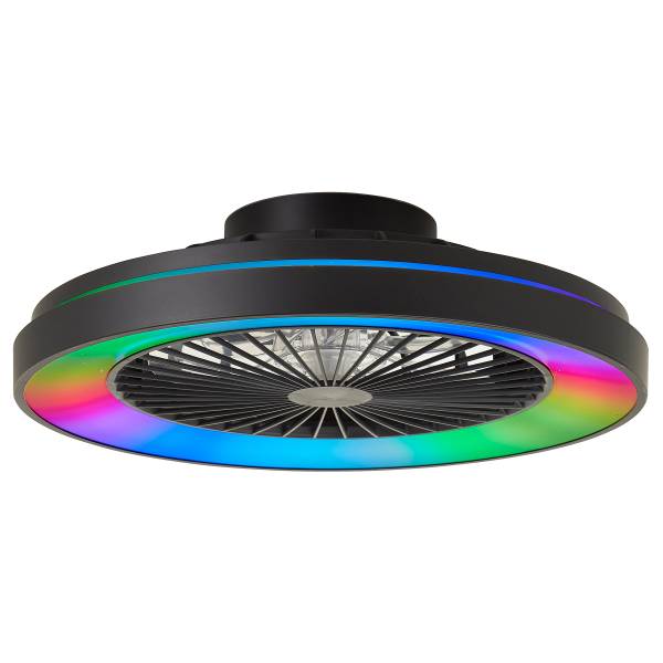LED-Deckenventilator Mazzaro - Polypropylen - Schwarz - 1-flammig