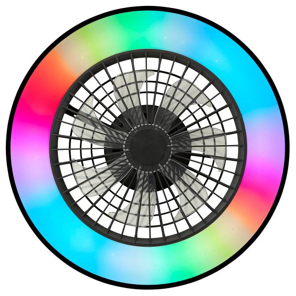 LED-Deckenventilator Mazzaro - Polypropylen - Schwarz - 1-flammig