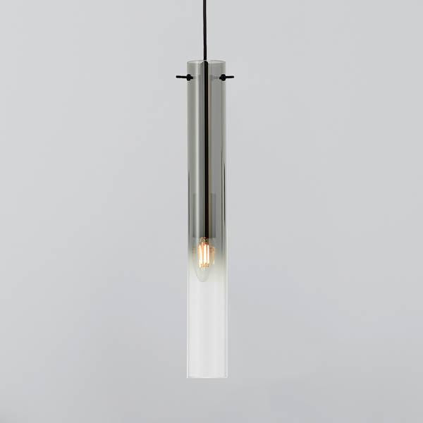 Pendelleuchte Glasini - Eisen / Rauchglas - Schwarz - Flammenanzahl: 1