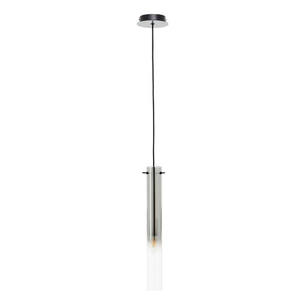 Pendelleuchte Glasini - Eisen / Rauchglas - Schwarz - Flammenanzahl: 1