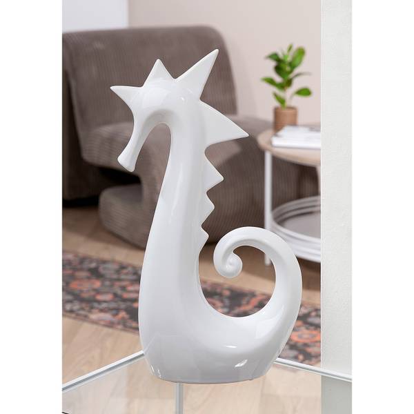 Dekofigur Seepferd - Weiß - Keramik