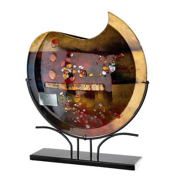 Vase Wemam - Gold / Rot - Farbglas / Eisen