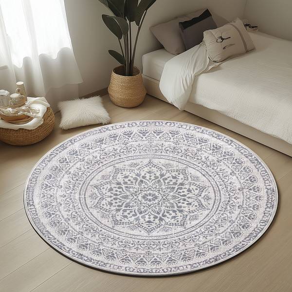 Kurzflorteppich Targo Rund - Taubengrau - Durchmesser: 120 cm