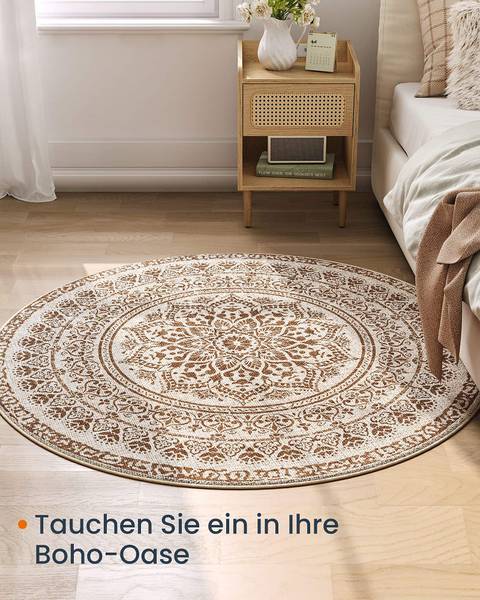 Kurzflorteppich Targo Rund - Cappuccino - Durchmesser: 120 cm