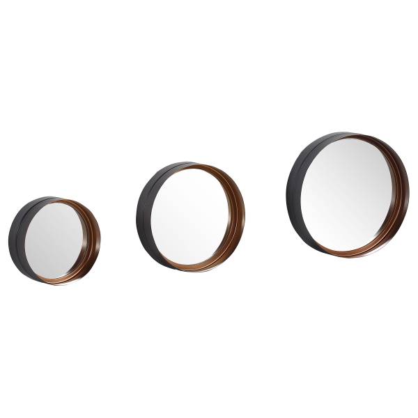 Spiegel Payzac 3er-Set - Metall - Schwarz / Kupfer