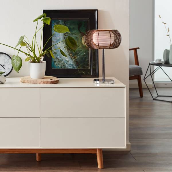Tischleuchte Relax - Eisen / Opalglas - Bronze / Chrom - 1-flammig