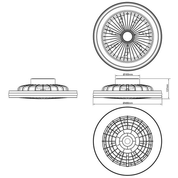 LED-Deckenventilator Palmero - Eisen / Kunststoff - Schwarz - 1-flammig