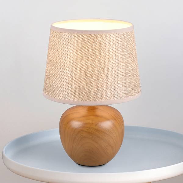 Tischleuchte Luxor - Keramik / Mischgewebe- 1-flammig - Braun / Beige