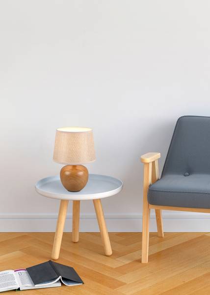 Tischleuchte Luxor - Keramik / Mischgewebe- 1-flammig - Braun / Beige