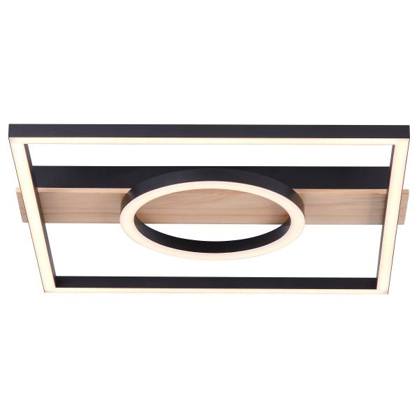 LED-Deckenleuchte Maureen Pine Typ D - Eisen / Kiefer - Schwarz - 1-flammig