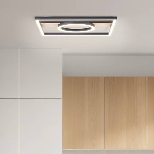 LED-Deckenleuchte Maureen Pine Typ D - Eisen / Kiefer - Schwarz - 1-flammig