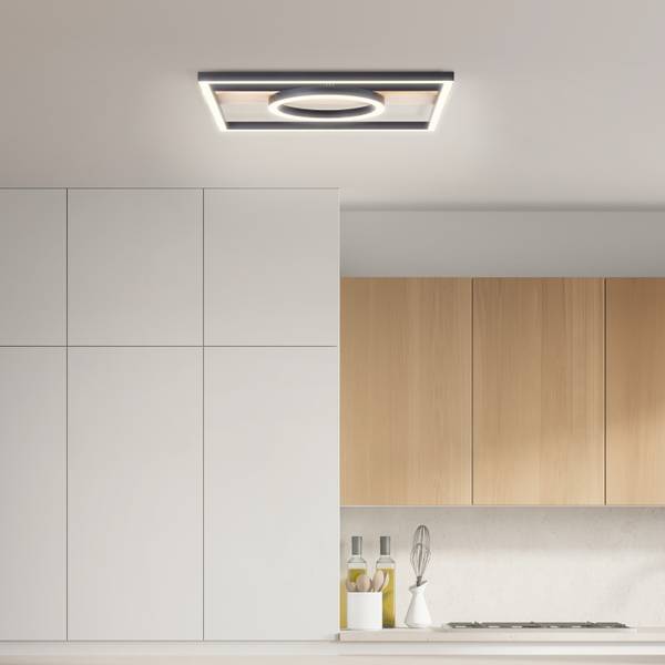 LED-Deckenleuchte Maureen Pine Typ D - Eisen / Kiefer - Schwarz - 1-flammig