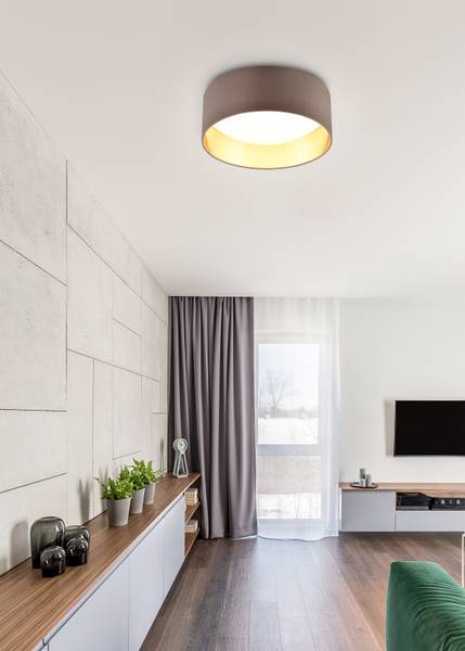 LED-Deckenleuchte Locarno - Kunststoff - 1-flammig - Taupe / Gold