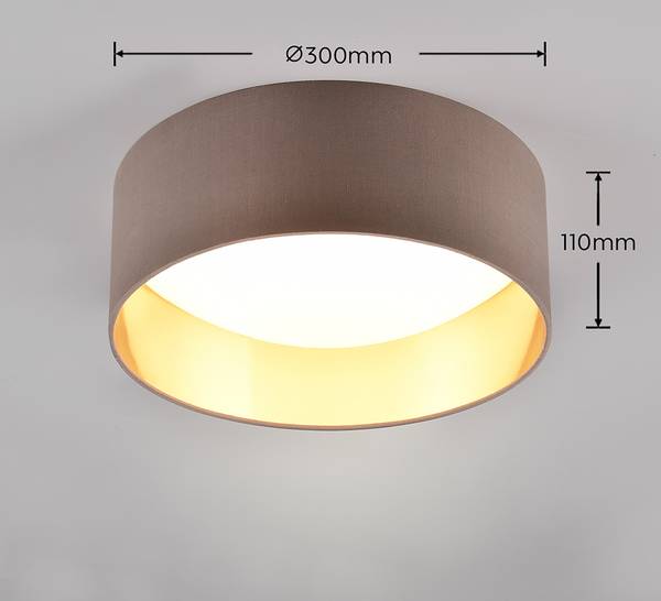 LED-Deckenleuchte Locarno - Kunststoff - 1-flammig - Taupe / Gold