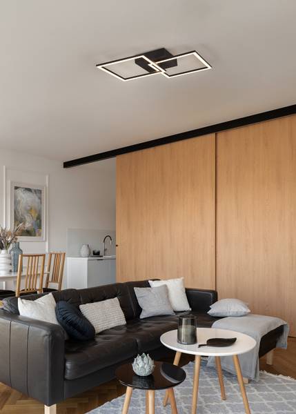 LED-Deckenleuchte Trail - Eisen - 1-flammig - Schwarz - Breite: 60 cm