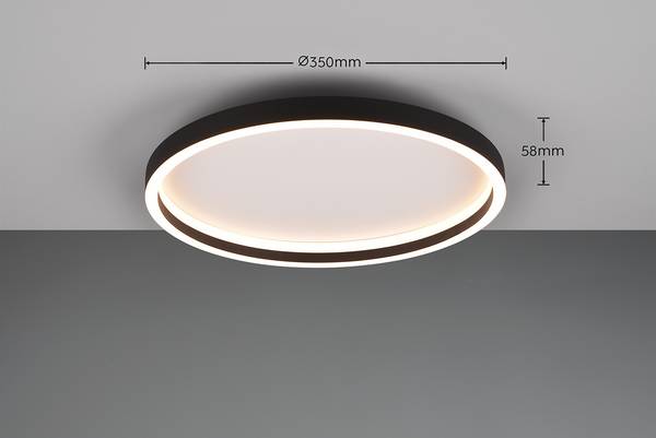 LED-Deckenleuchte Rotonda Rund - Eisen - 1-flammig - Schwarz