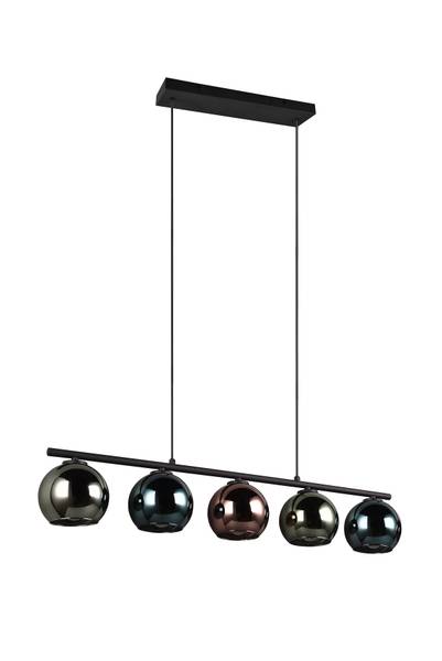 Pendelleuchte Sheldon - Eisen / Rauchglas - Mehrfarbig - 5-flammig