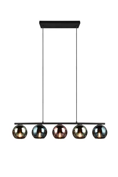 Pendelleuchte Sheldon - Eisen / Rauchglas - Mehrfarbig - 5-flammig
