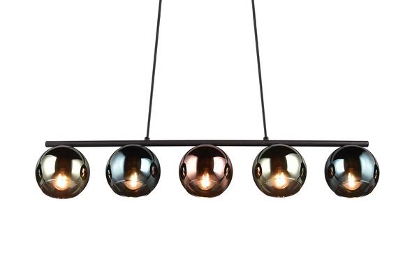 Pendelleuchte Sheldon - Eisen / Rauchglas - Mehrfarbig - 5-flammig