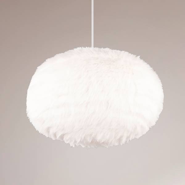 Pendelleuchte Furry - Eisen / Polyester - Weiß - 1-flammig - Durchmesser: 50 cm