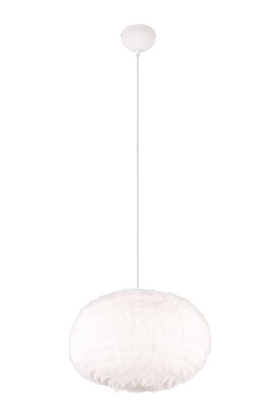 Pendelleuchte Furry - Eisen / Polyester - Weiß - 1-flammig - Durchmesser: 50 cm