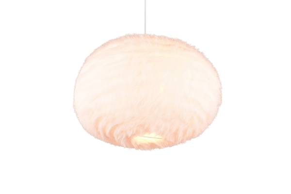 Pendelleuchte Furry - Eisen / Polyester - Weiß - 1-flammig - Durchmesser: 50 cm