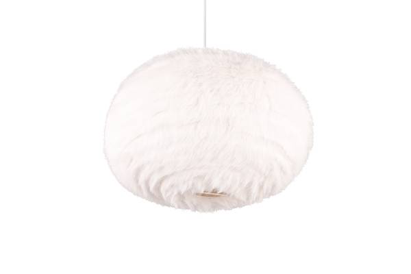 Pendelleuchte Furry - Eisen / Polyester - Weiß - 1-flammig - Durchmesser: 50 cm
