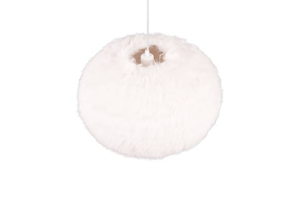 Pendelleuchte Furry - Eisen / Polyester - Weiß - 1-flammig - Durchmesser: 50 cm