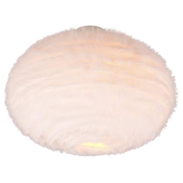 Deckenleuchte Furry - Eisen / Polyester - Weiß - 2-flammig